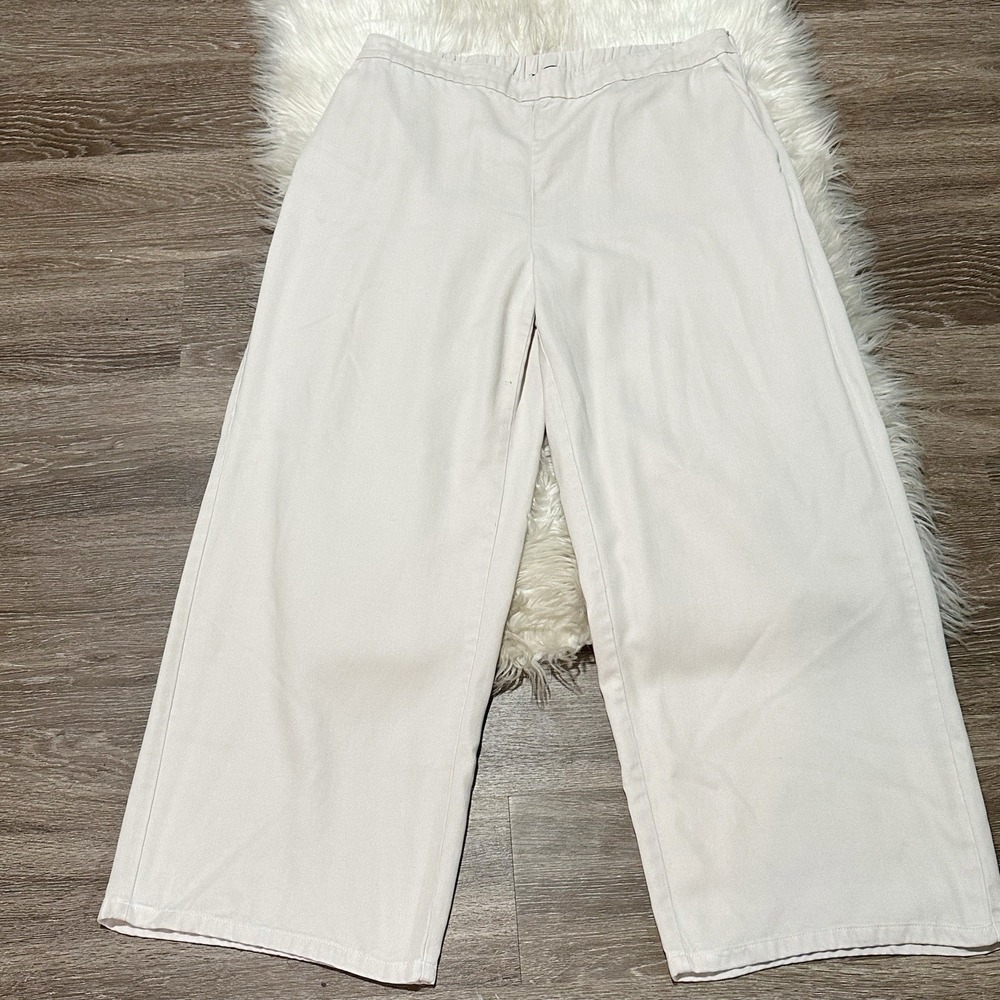Eileen Fisher Womens Fluid Cropped Wide Leg Trousers Size XL Tencel Luxury